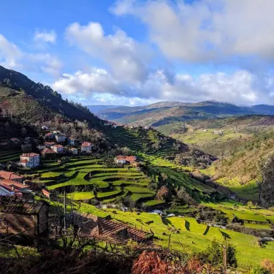 Picturesque village in Portugal, featuring quaint architecture and vibrant greenery, ideal for countryside exploration.