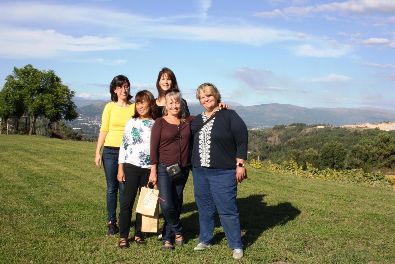 small group of friends visiting a winery in Portugal