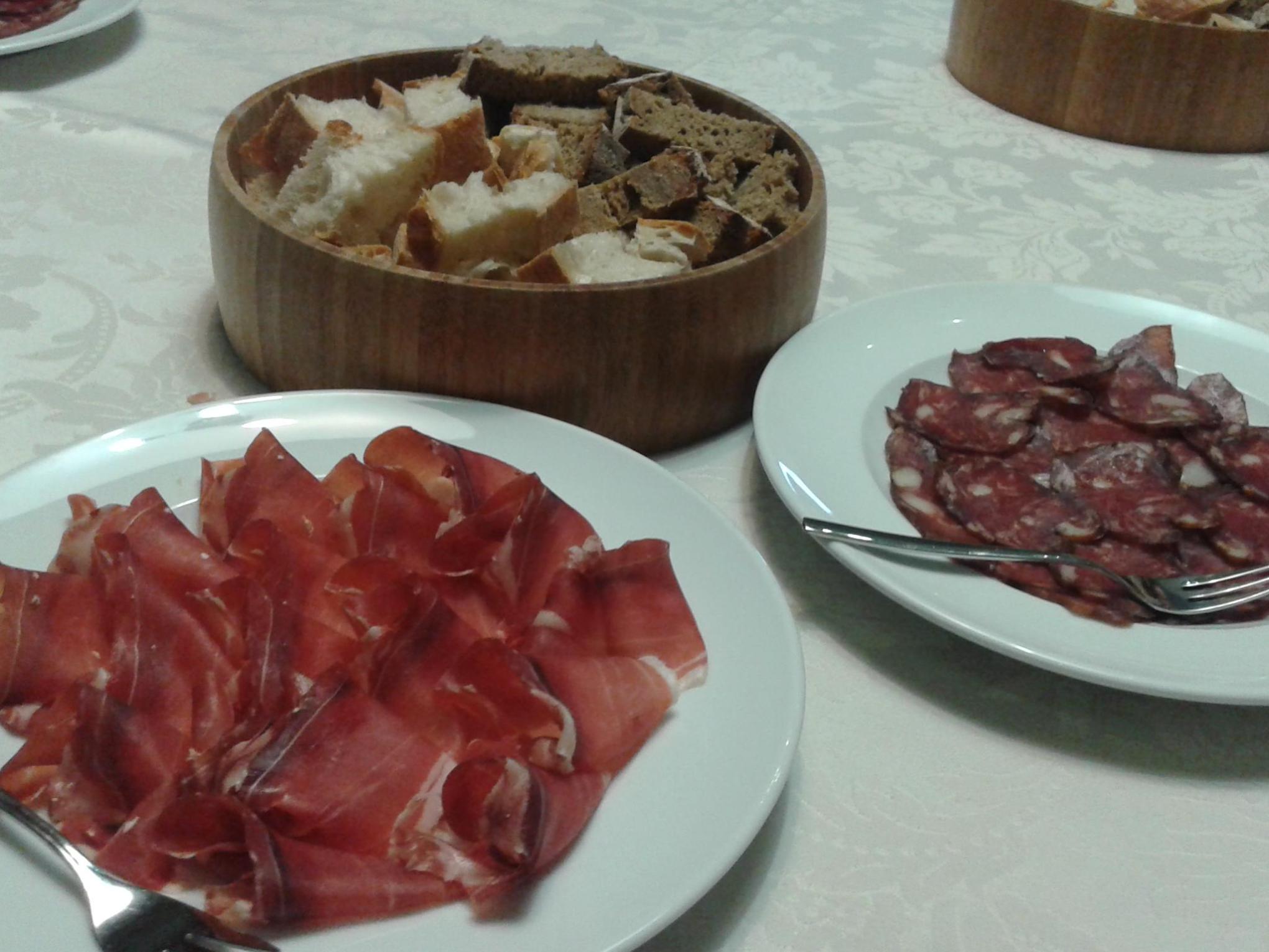 bread, portuguese ham and chourizo during Portugal Food Tours