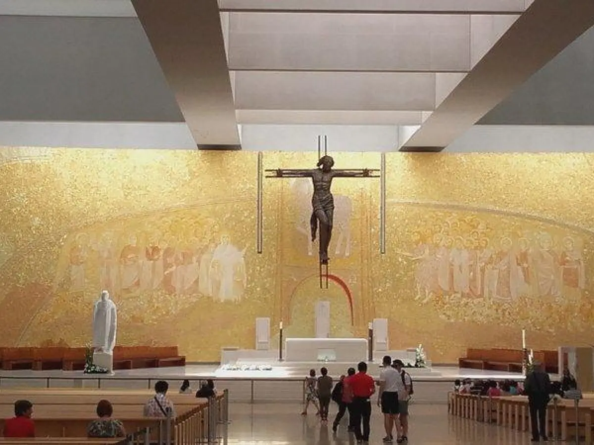 the group inside the church in Fatima