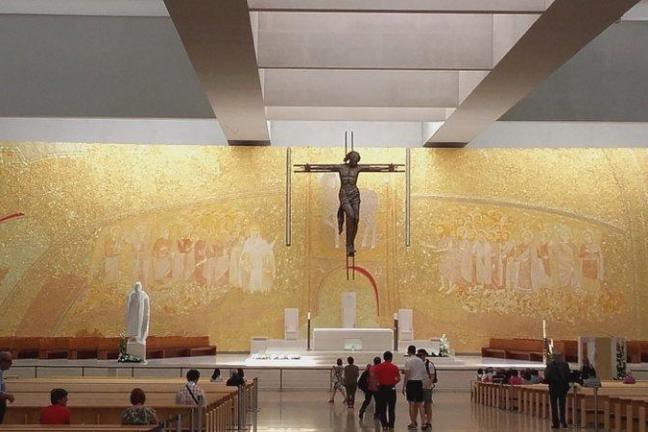 the group inside the church in Fatima