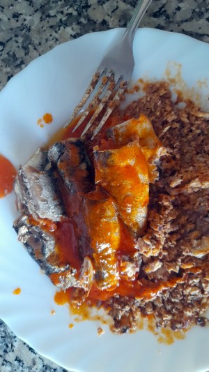 a piece of smash sardines on a plate