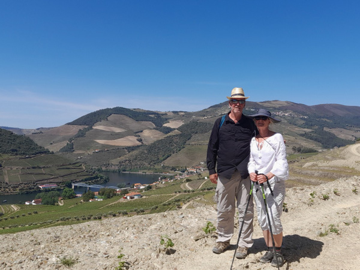 the top of the hill during the hike in Douro Valley