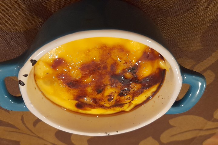 bowl of creamy Portuguese dessert topped with burnt sugar