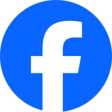 White lowercase 'f' on blue circle background, Facebook logo.