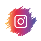 Instagram logo on a colorful, textured background.