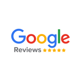 Google Reviews logo with five gold stars below.